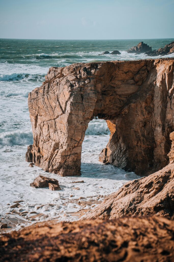 Stunning rock formation on Quiberon's coastline, capturing nature's rugged beauty.